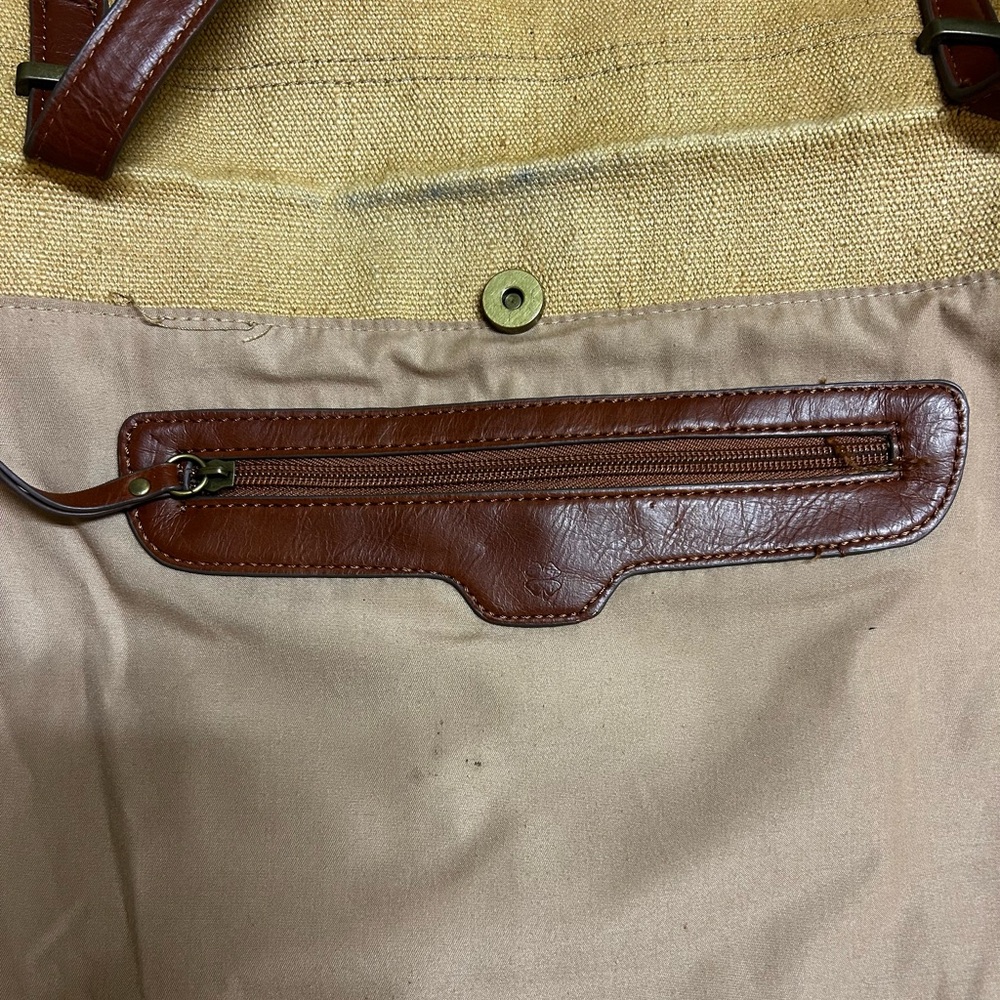 Lucky Brand leather/cotton/linen tote bag - Picture 5 of 9